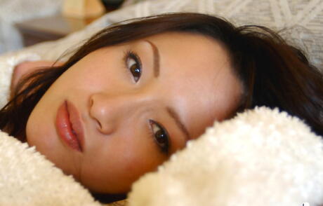 Attractive japanese Mai exposing tiny tits and hot ass in the bathroom