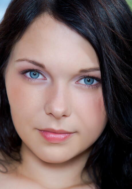 Sylphlike brunette young Yvonne A in fancy shorts in foot fetish show 